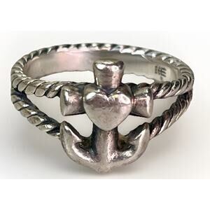 James Avery Faith Hope and Love Twisted Rope Anchor Heart Ring Size 6 Retired